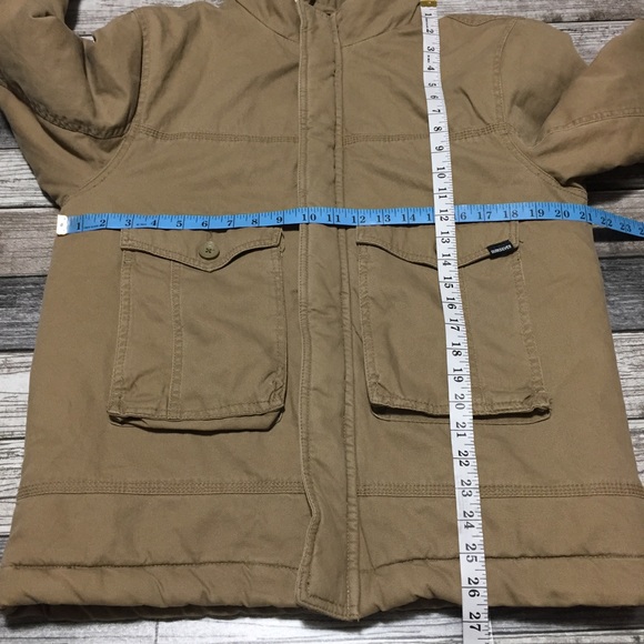 Quiksilver Canvas Hooded Jacket Men’s M Beige Tan Lined Full Zip Utility - Picture 2 of 11